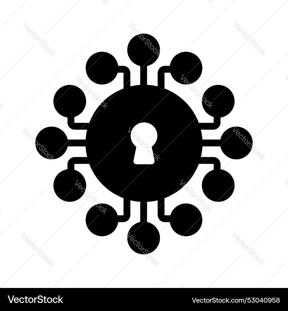 Cyber security icon with network nodes vector image