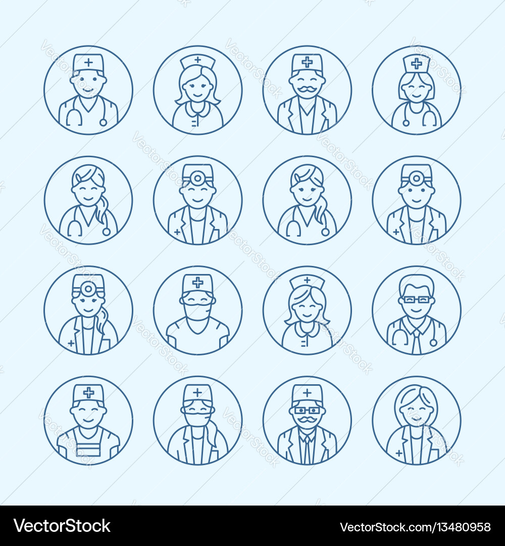 Doktor Line Icons - Medizinische Gruppe Vektorbild