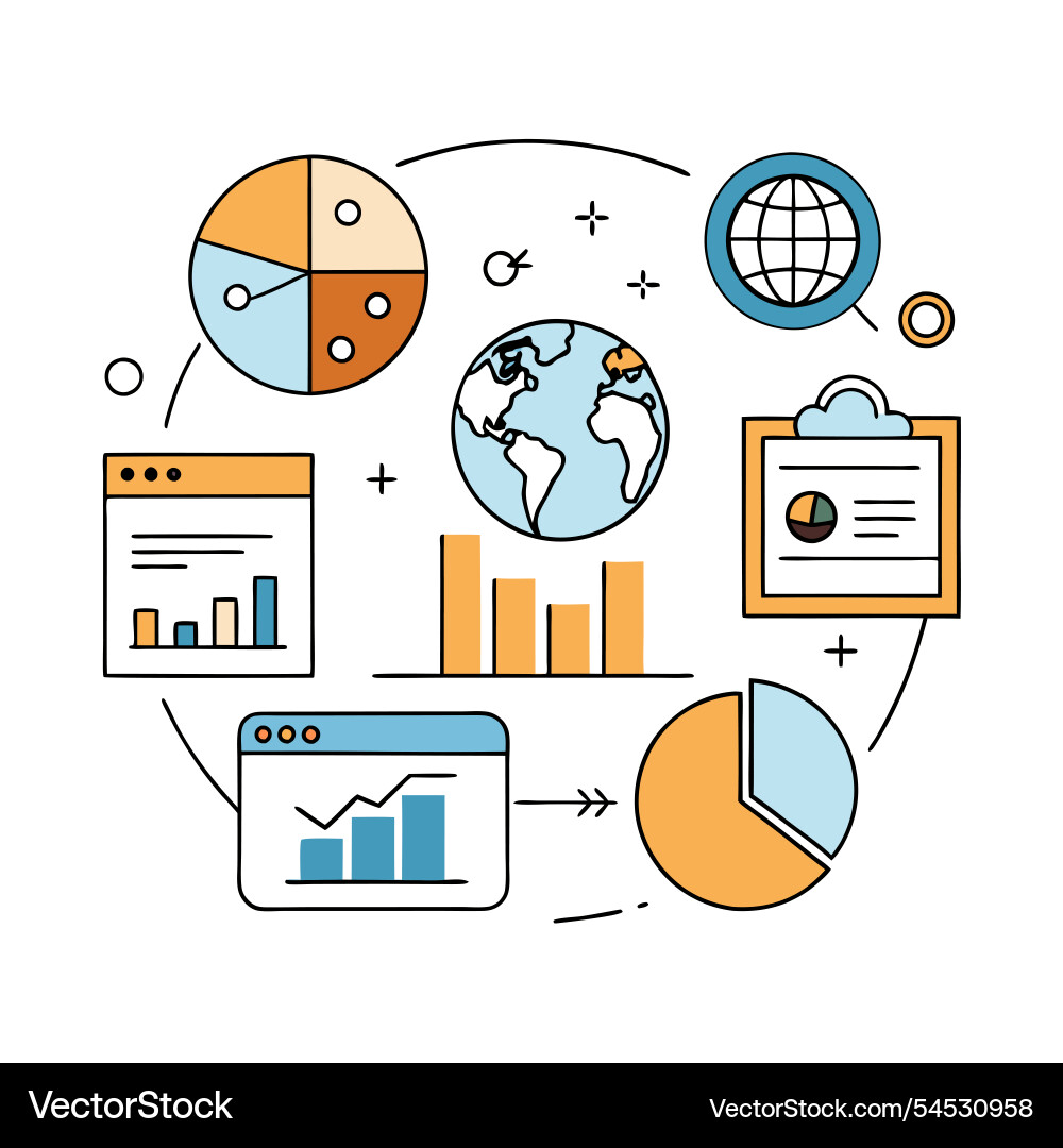 Global data analysis and insights for business Global data analysis and insights for business vector image