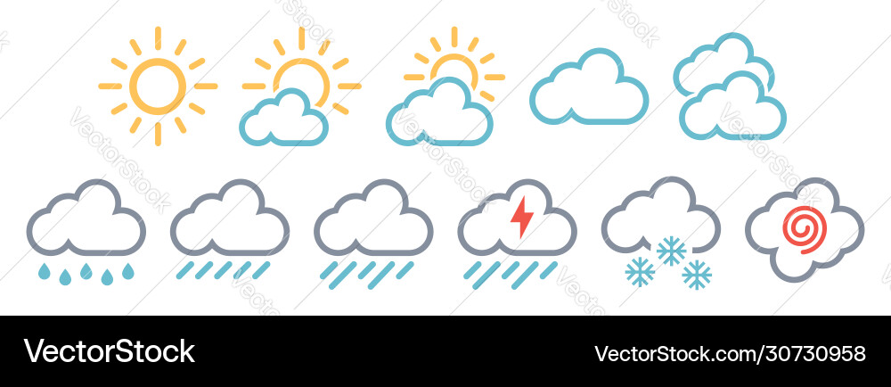 Minimal simple weather reports icons Vector Image