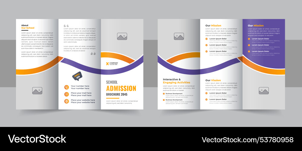 Modern school admission trifold brochure design Modern school admission trifold brochure design vector image