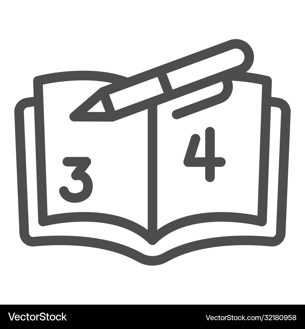 Notebook with pen and grades line icon back Notebook with pen and grades line icon back vector image