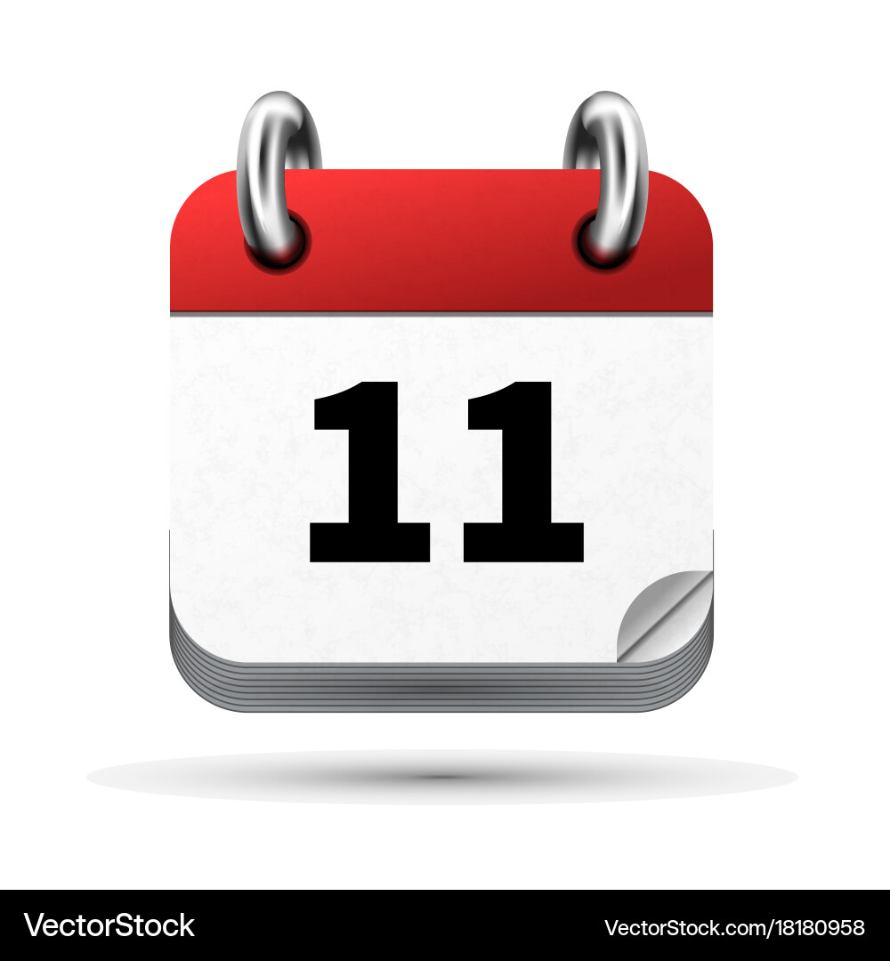 Realistic Calendar Icon - 11 Dates Vector Image