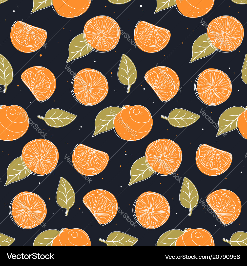 Seamless pattern with oranges slices and leaves Seamless pattern with oranges slices and leaves vector image