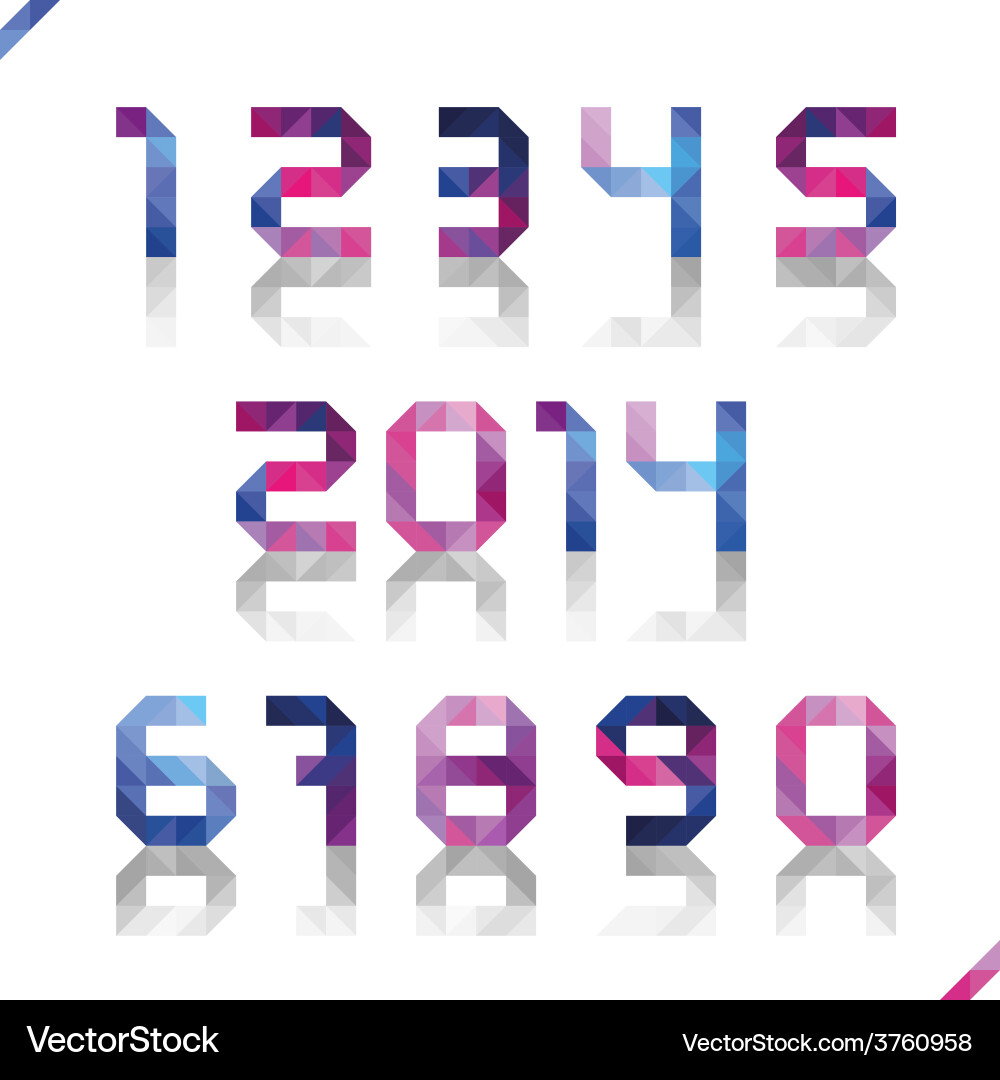Set of numbers from triangles with reflection vector image