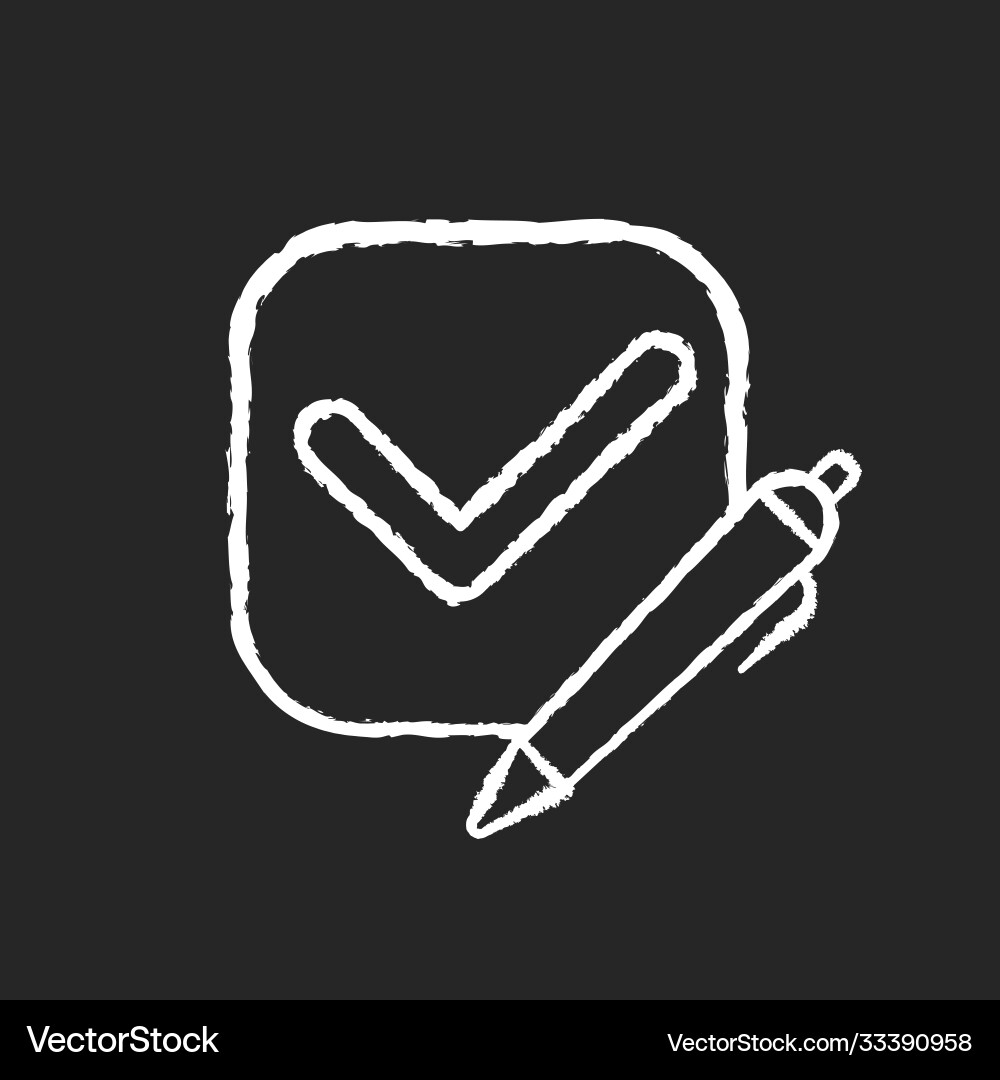 Survey check chalk white icon on black background Survey check chalk white icon on black background vector image