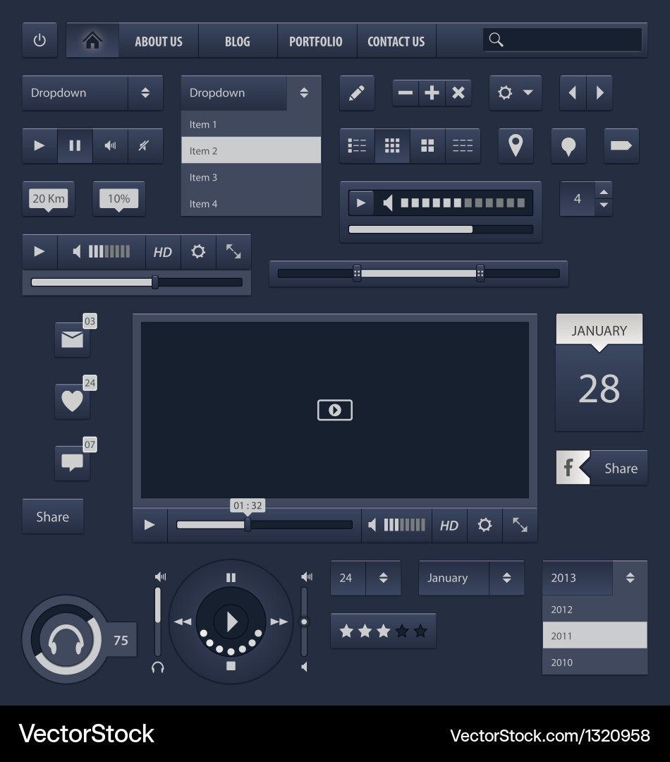 UI Element Icons Collection vector image