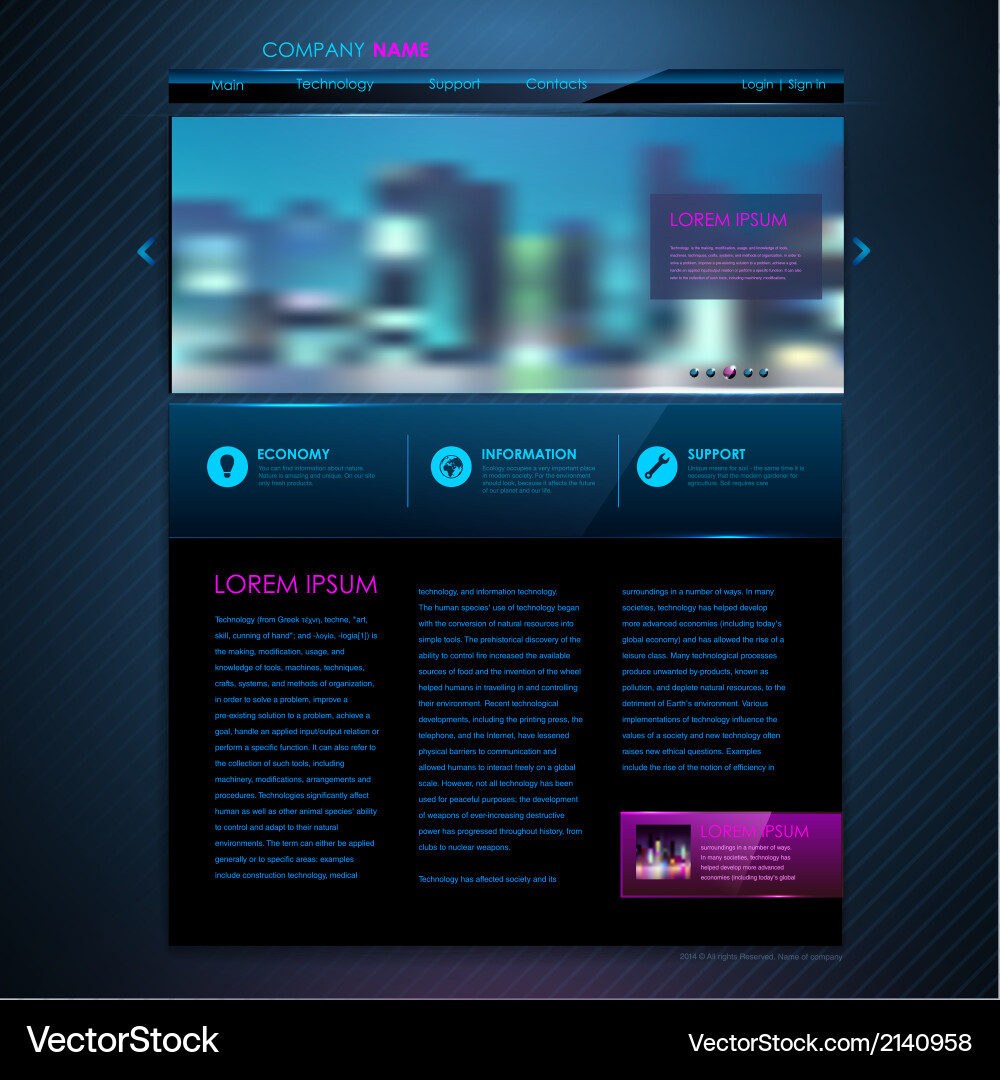 Web site template design technology background vector image