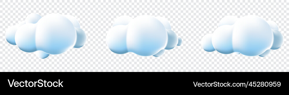 3d clouds set isolated background render soft vector image
