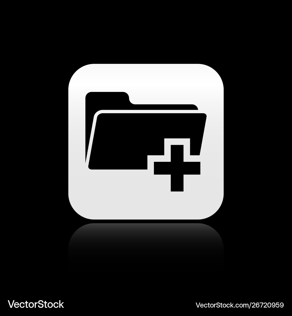 Black add new folder icon isolated on Black add new folder icon isolated on vector image