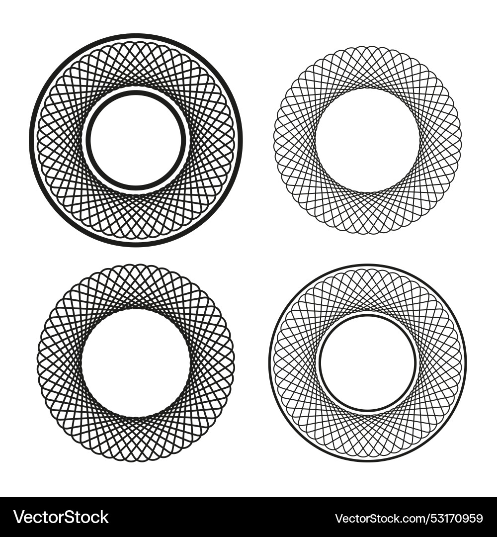 Circular spirograph patterns black lines Circular spirograph patterns black lines vector image