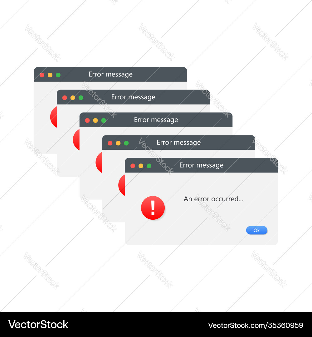 Classic window alert dialog box system error Classic window alert dialog box system error vector image