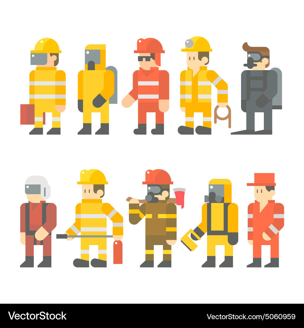 Flat design of rescue worker set Vector Image