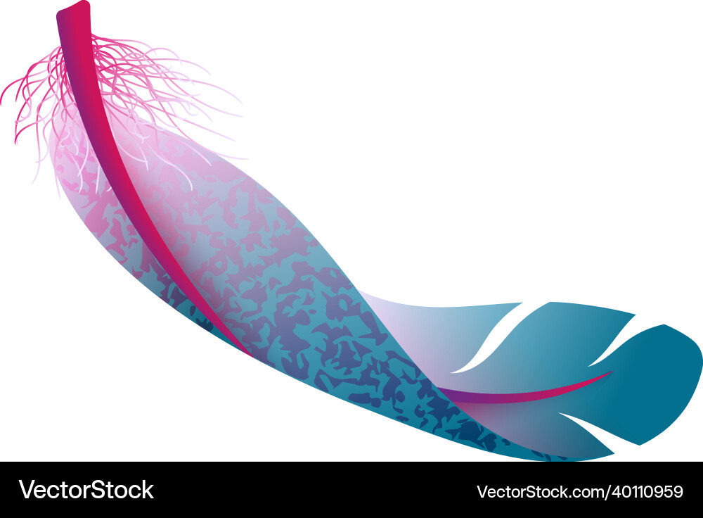 Flying feather blue fluffy bird wing part Flying feather blue fluffy bird wing part vector image