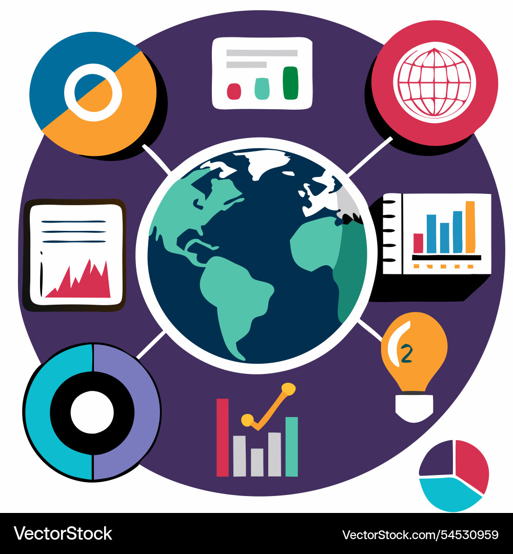 Global data analysis and insights for business Global data analysis and insights for business vector image