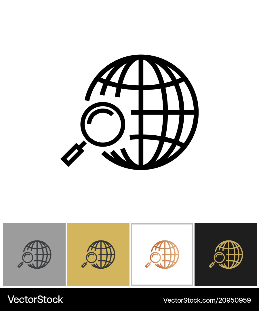 Globe Search Icon - Web & Internet vector image