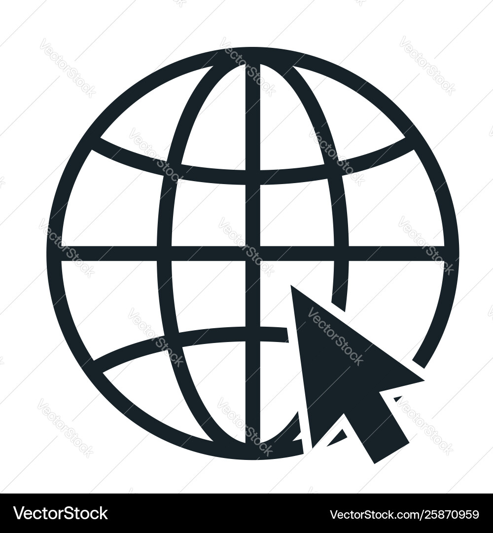 Internet icon with black computer arrow cursor Internet icon with black computer arrow cursor vector image