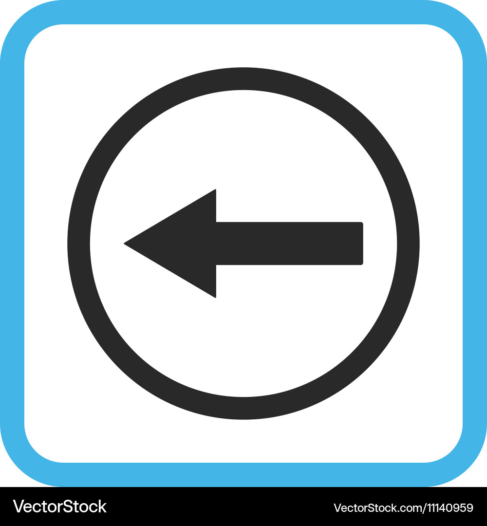 Left rounded arrow icon in a frame vector image