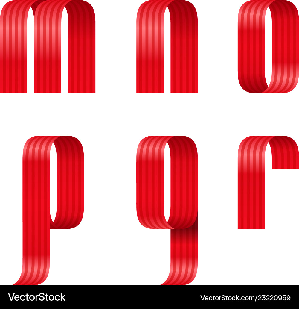 M n o p q r lowercase letters font from a red M n o p q r lowercase letters font from a red vector image