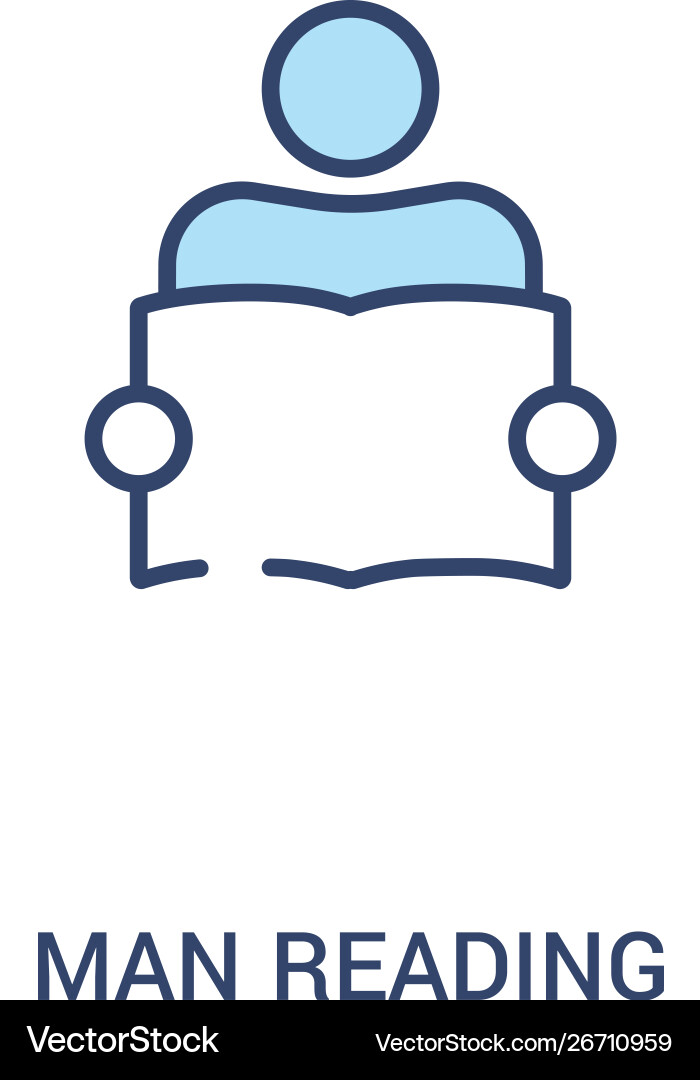Man reading concept 2 colored icon simple line Man reading concept 2 colored icon simple line vector image