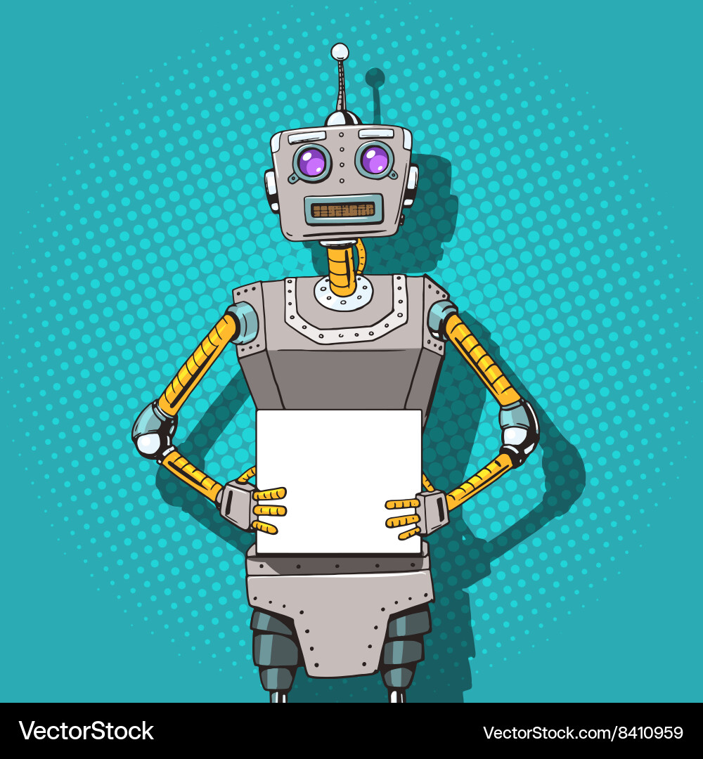 Retro Robot with Ads vector image