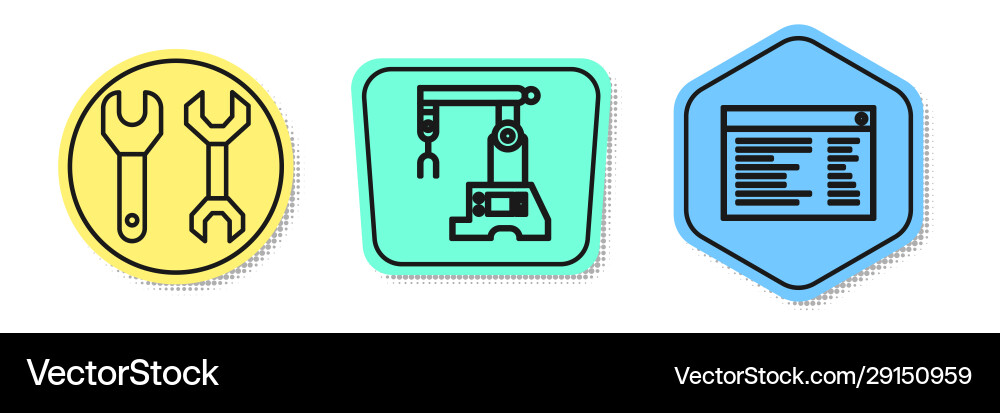 Set line spanner assembly and software web Vector Image