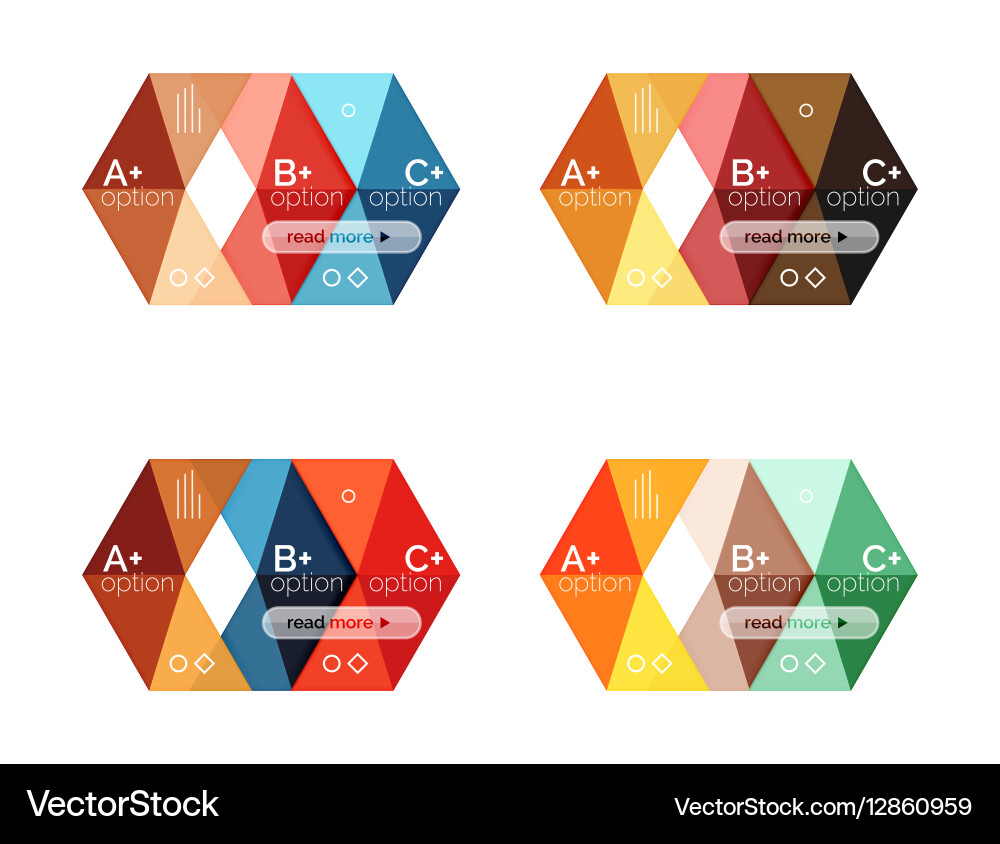 Set of color abstract arrow option infographic vector image
