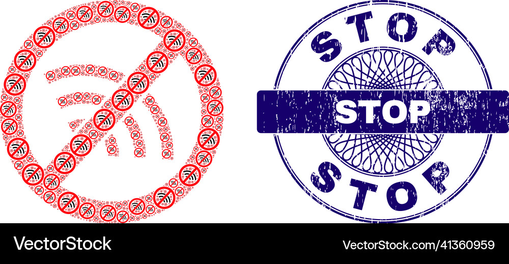 Stop wi-fi recursive mosaic of icons Stop wi-fi recursive mosaic of icons vector image