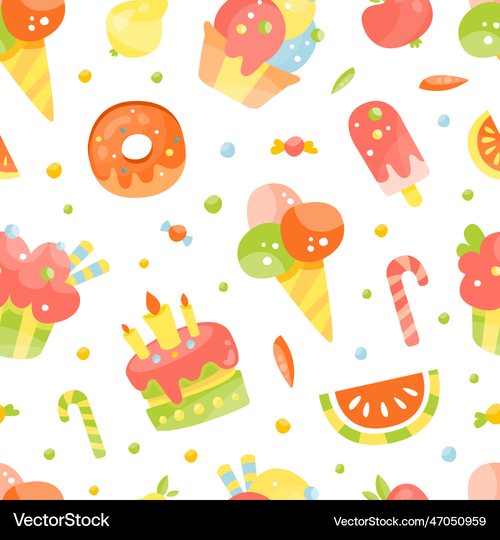 Tasty food for kids seamless pattern menu Tasty food for kids seamless pattern menu vector image
