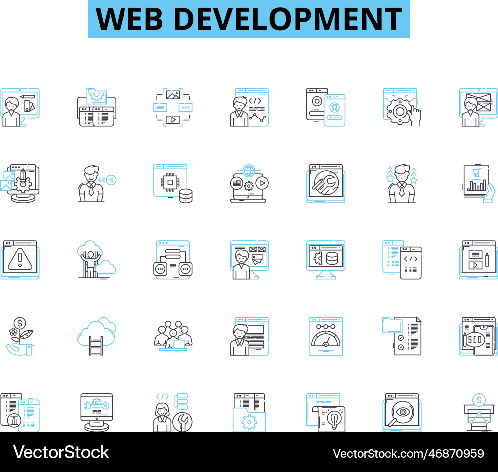 Web-Entwicklung lineare Icons setzen html css Web-Entwicklung lineare Icons setzen html css vektorbild