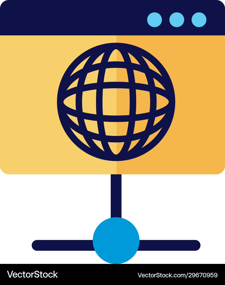 Webpage template with sphere browser flat style vector image