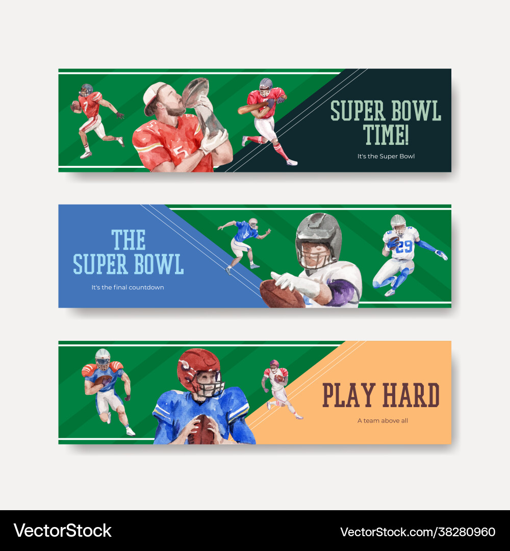 Bannerschablone mit Super Bowl Sportkonzept Vektorbild