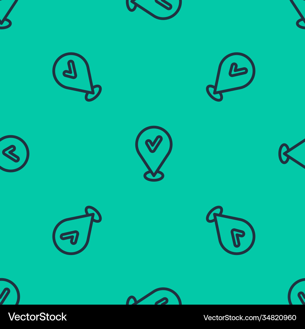 Blue line map pin with check mark icon isolated Blue line map pin with check mark icon isolated vector image