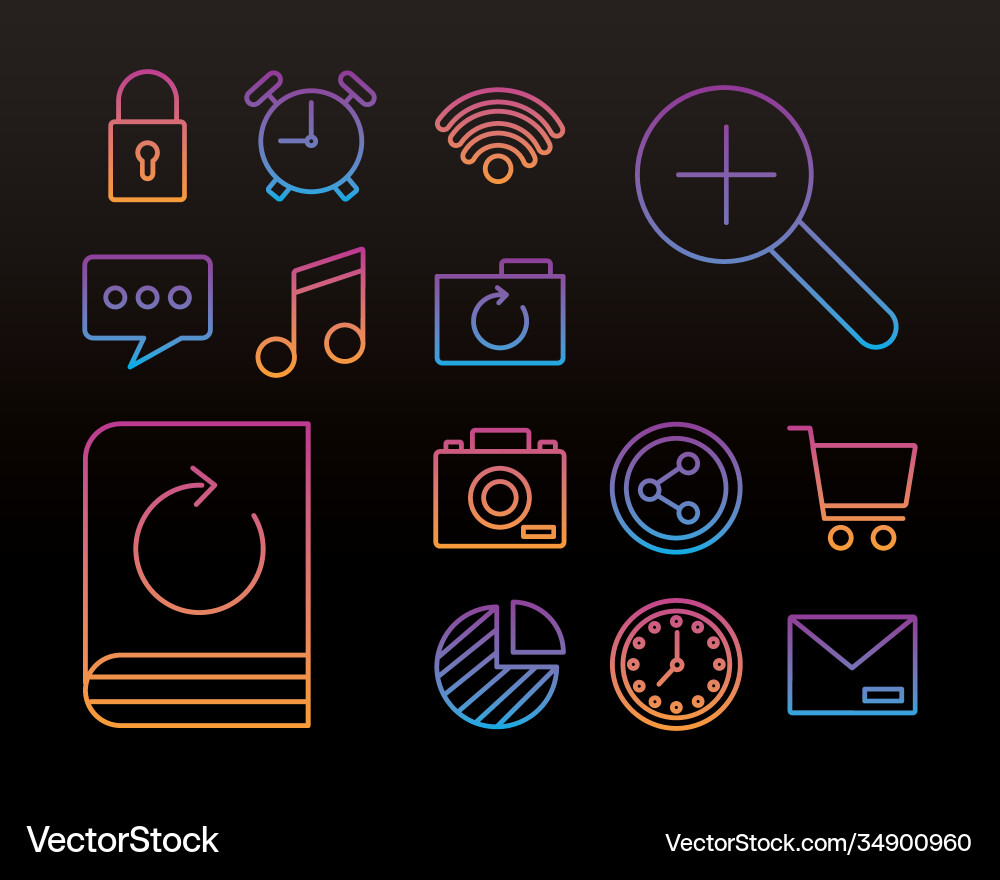 Bundle interface set line style icons Bundle interface set line style icons vector image