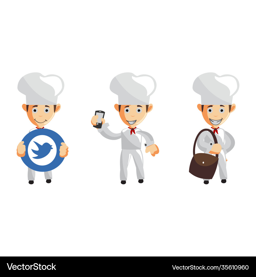 Chef happy character creation template pose set Chef happy character creation template pose set vector image