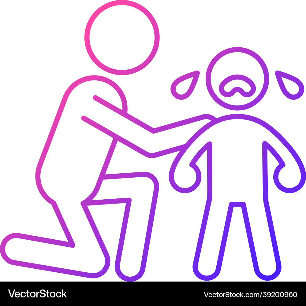 Comforting crying child gradient linear icon Comforting crying child gradient linear icon Vector Image