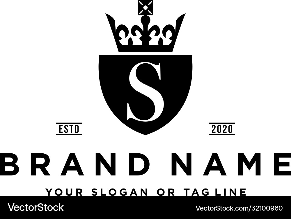 Crown shield logo design Royalty Free Vector Image