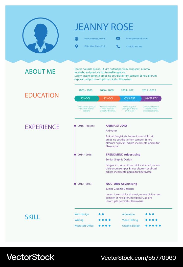 Cv template with infographic data Vector Image
