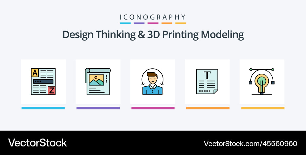 Design thinking and d printing modeling line vector image