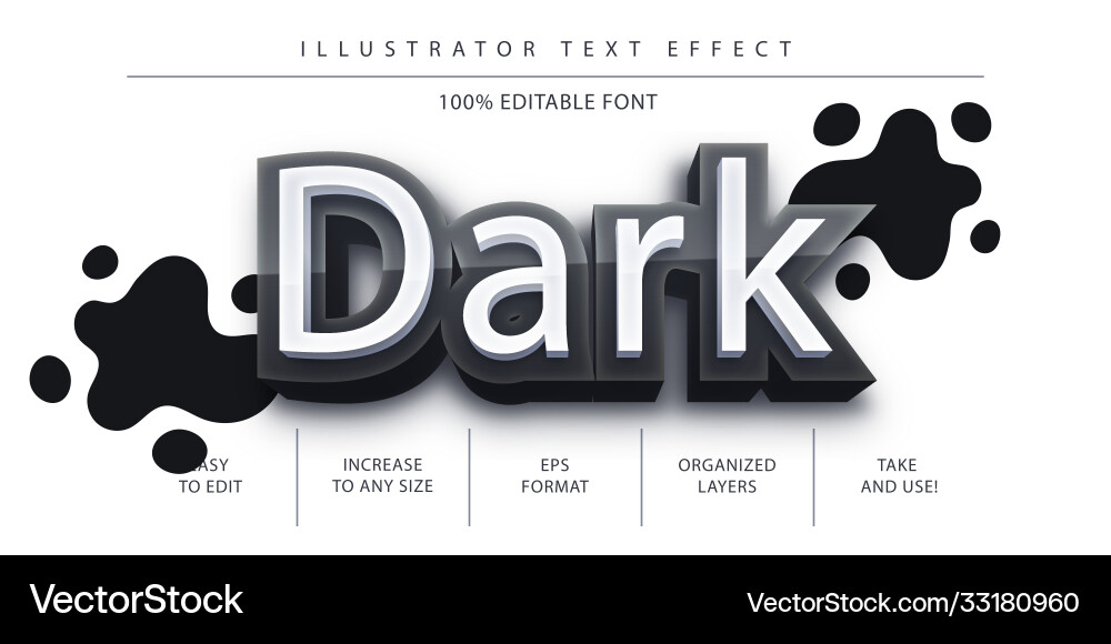 Editable text style effect typography template vector image