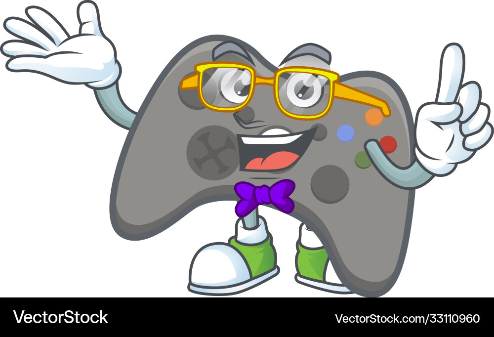 Geek character black joystick mascot design Geek character black joystick mascot design Vector Image