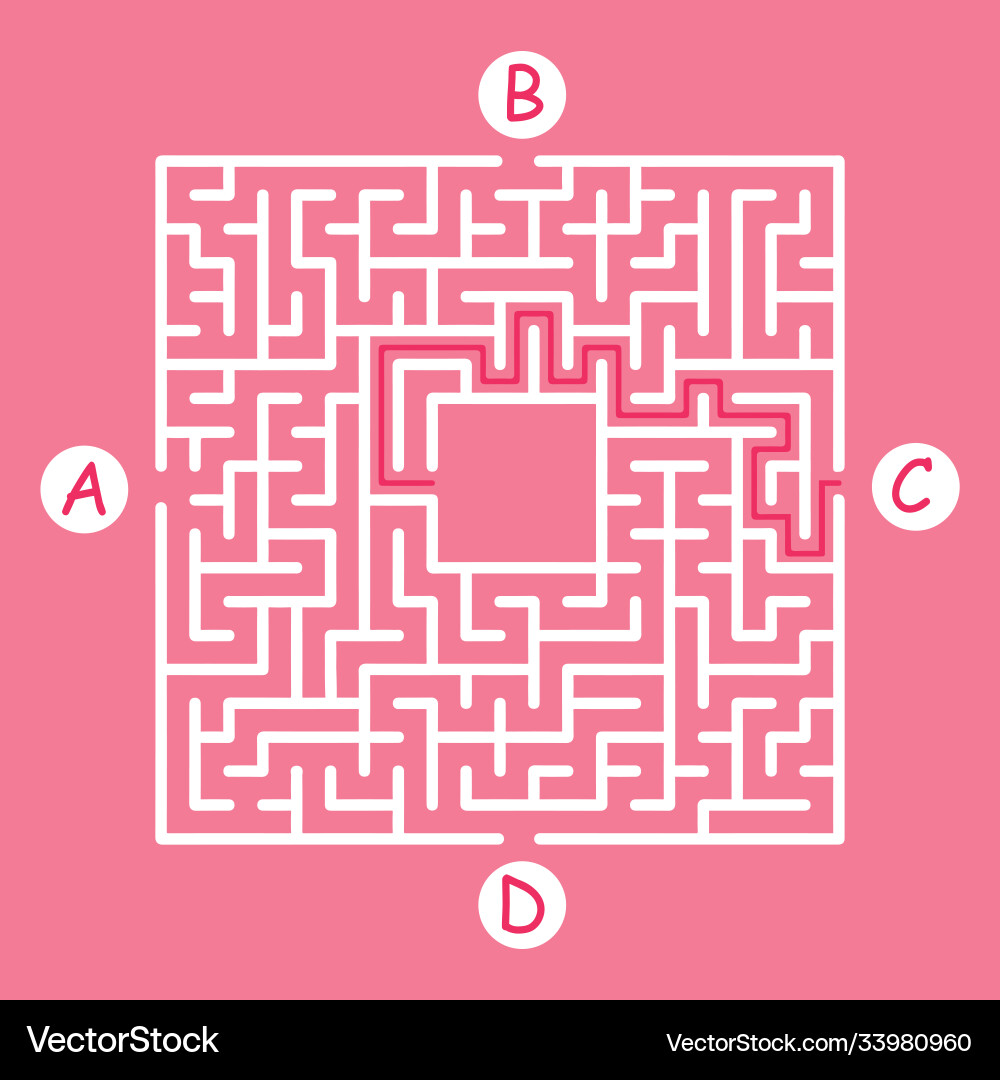Labyrinth shape design element three entrance Vector Image