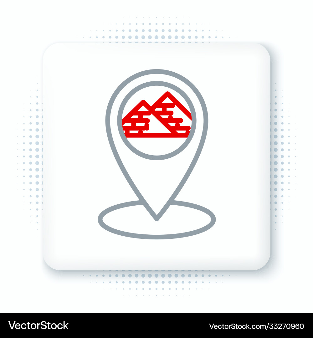 Line map pointer with egypt pyramids icon isolated Line map pointer with egypt pyramids icon isolated vector image