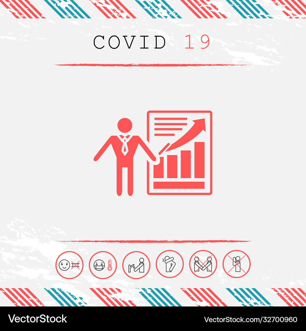 Presentation sign icon man standing with pointer Vector Image