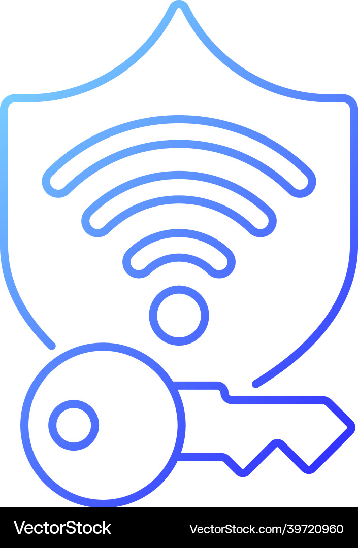 Protected wifi password gradient linear icon Protected wifi password gradient linear icon vector image