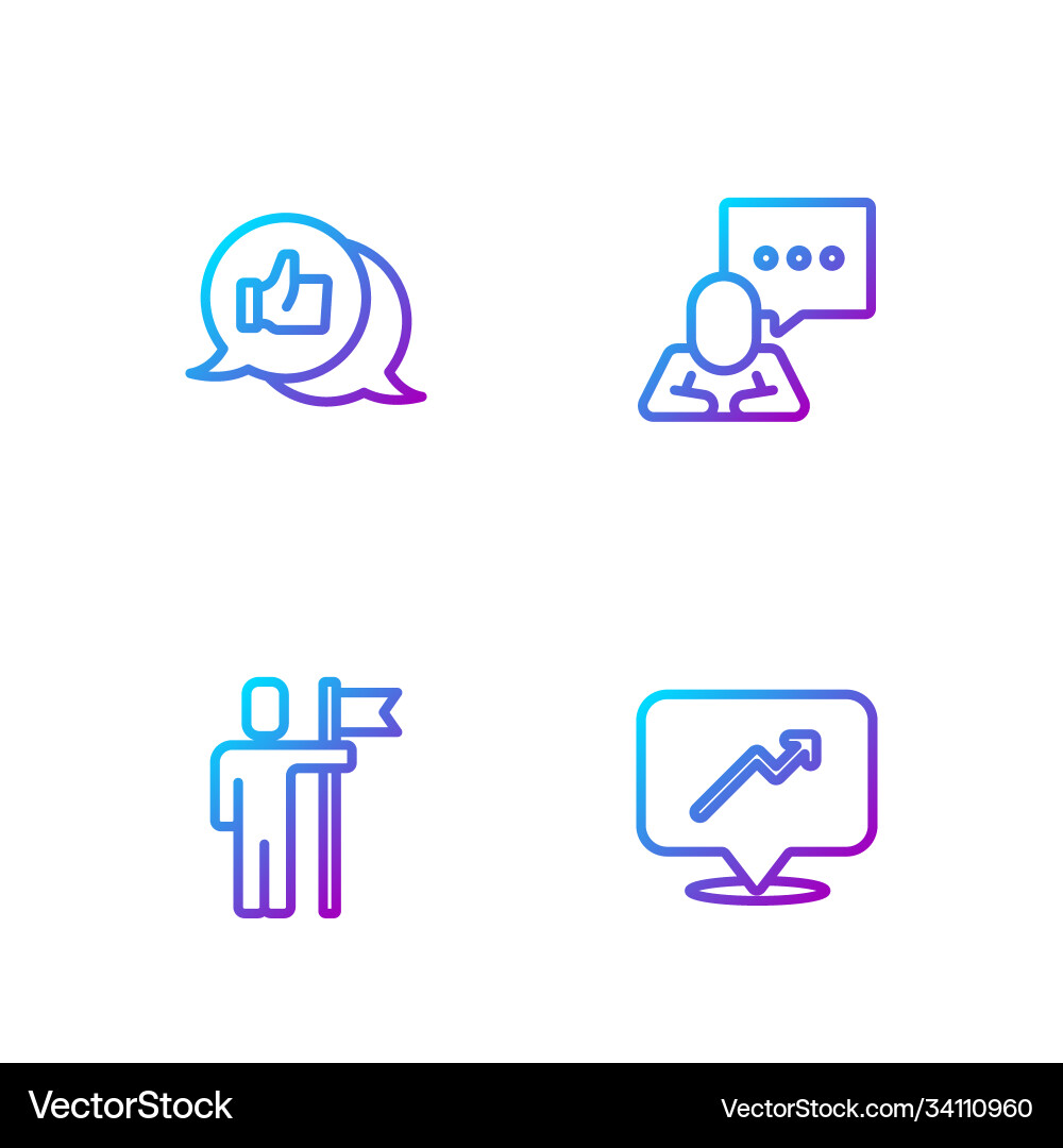 Set line graph schedule chart team leader hand vector image