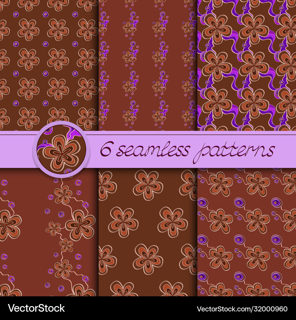 Set seamless patterns with floral elements Set seamless patterns with floral elements Vector Image
