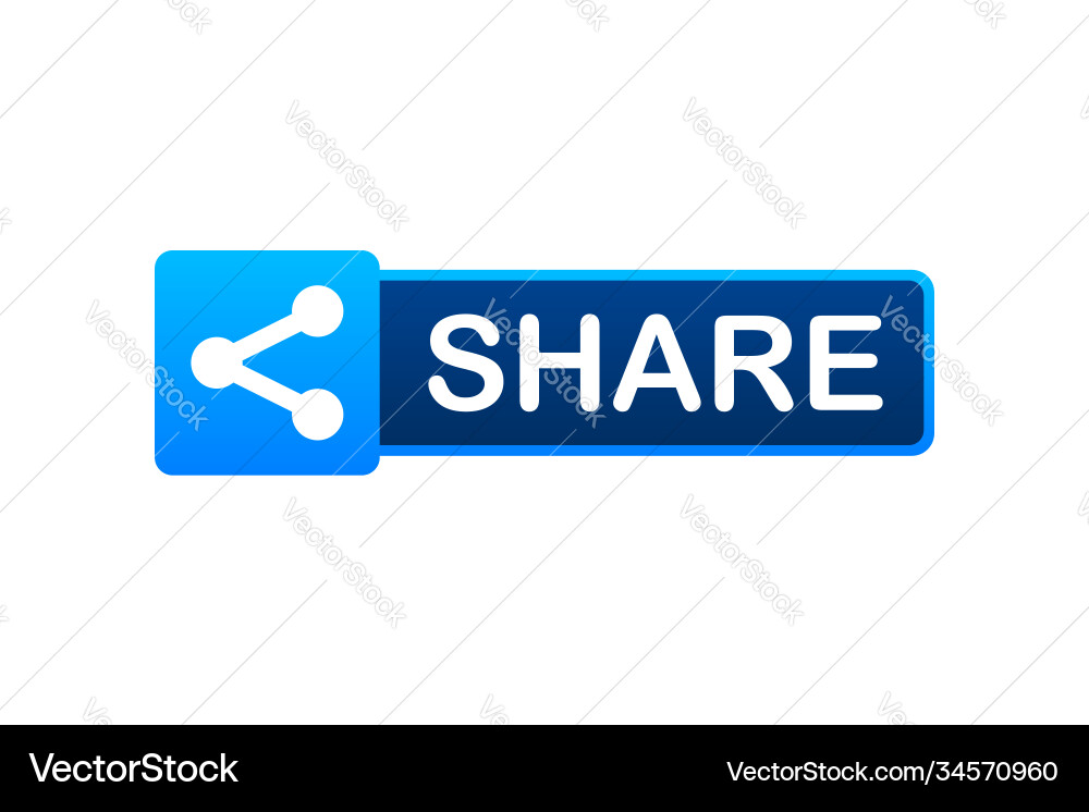 Share button in flat style on blue background vector image