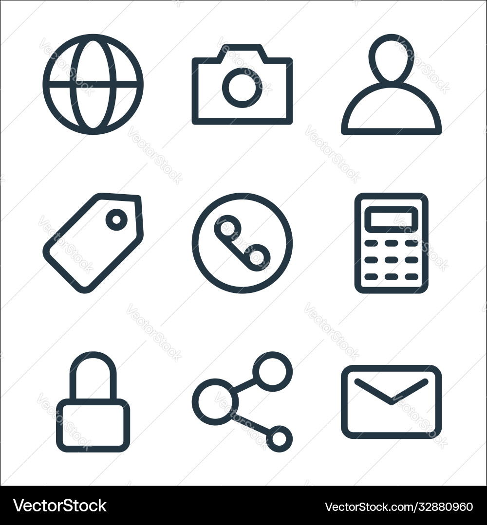User interface line icons linear set quality User interface line icons linear set quality vector image