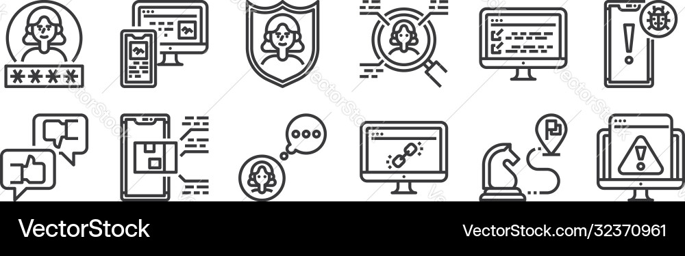12 set linear user experience icons thin 12 set linear user experience icons thin Vector Image